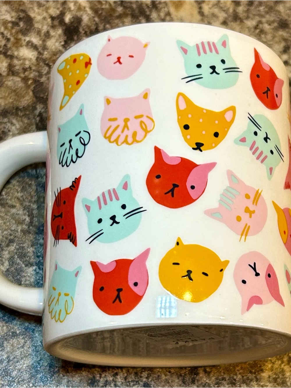 Multi-Color Cat Pattern Ceramic Coffee Mug - Cute Cat Faces